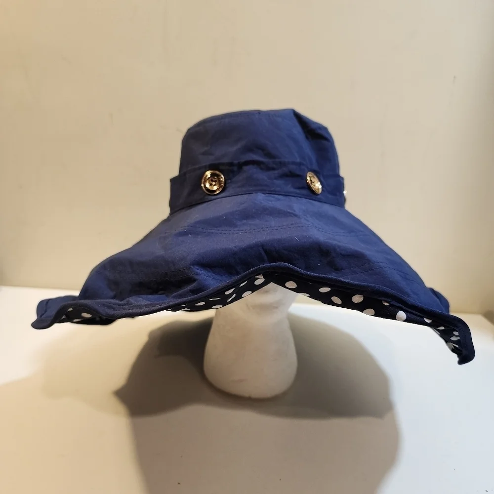 Fashion Women's Blue Wide Sun Convertible hat